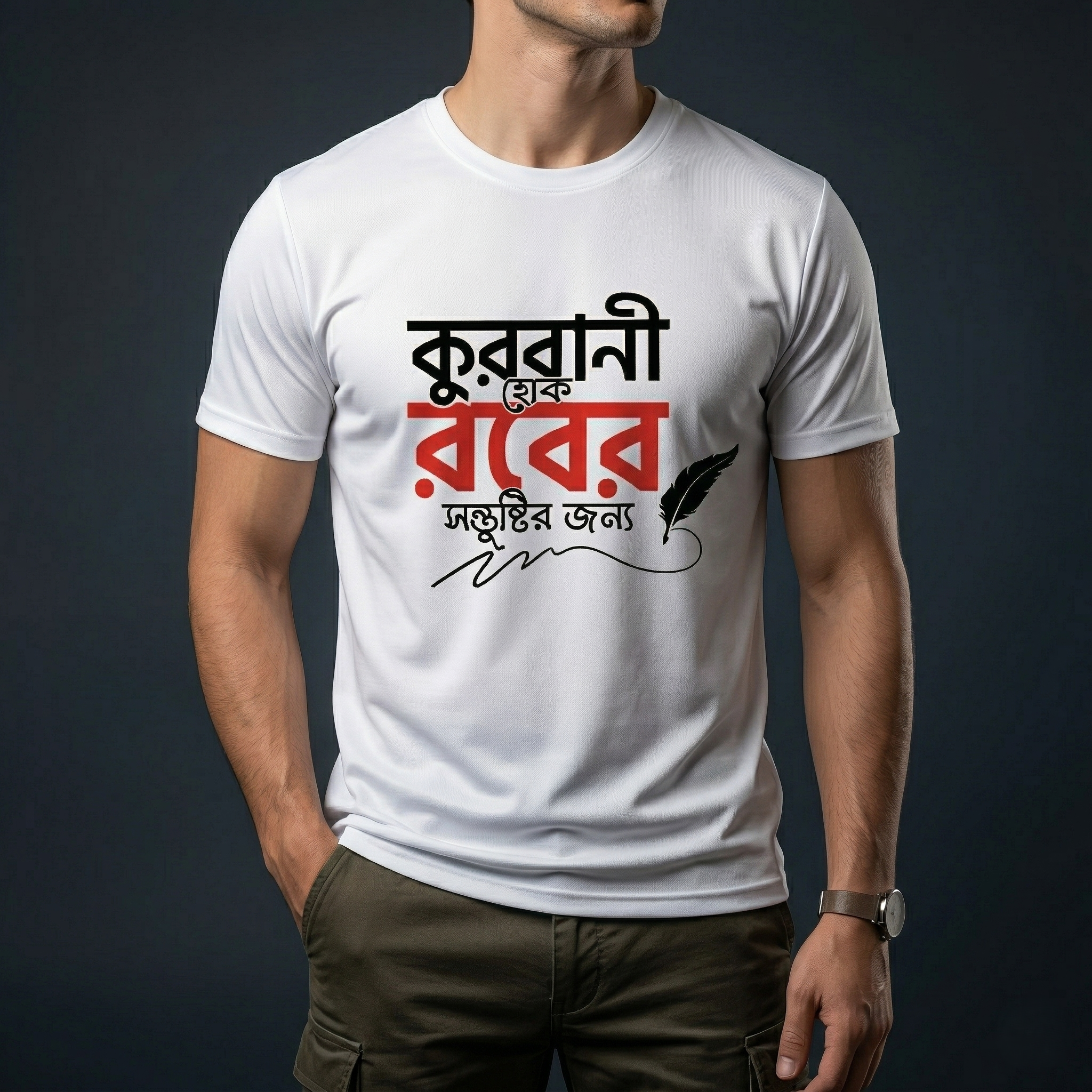 T-Shirt (কুরবানী হোক রবের সন্তুষ্টির জন্য) for EID Special (M-4892)