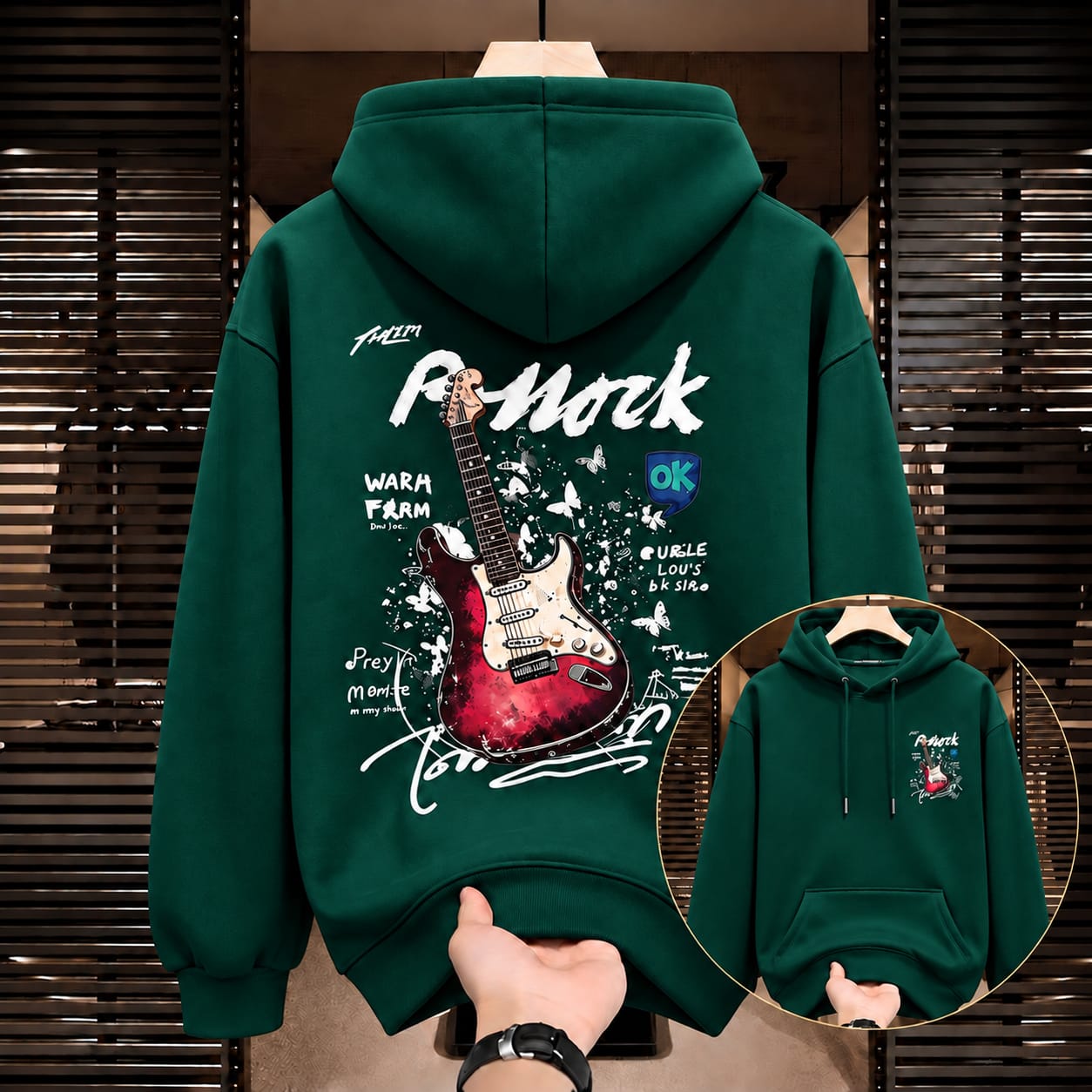 Stylish Solid Printed Cotton Hoodie (33774)