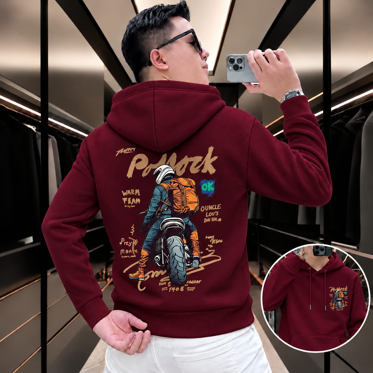 Stylish Solid Printed Cotton Hoodie (33775)