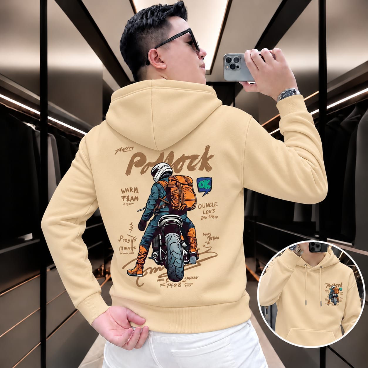 Stylish Solid Printed Cotton Hoodie (33776)