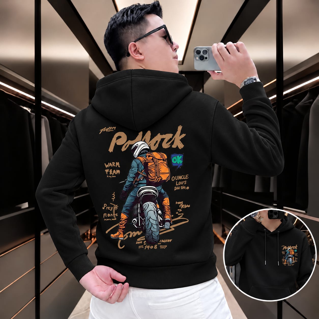 Stylish Solid Printed Cotton Hoodie (33777)